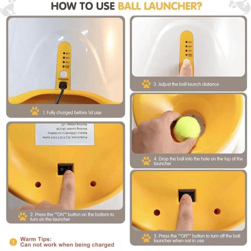 Automatic Dog Ball Launcher with 3 Distance Settings, Includes 3 Mini Tennis Balls (2 Inch), Indoor and Outdoor Interactive Dog Toy, Available in Multiple Colors