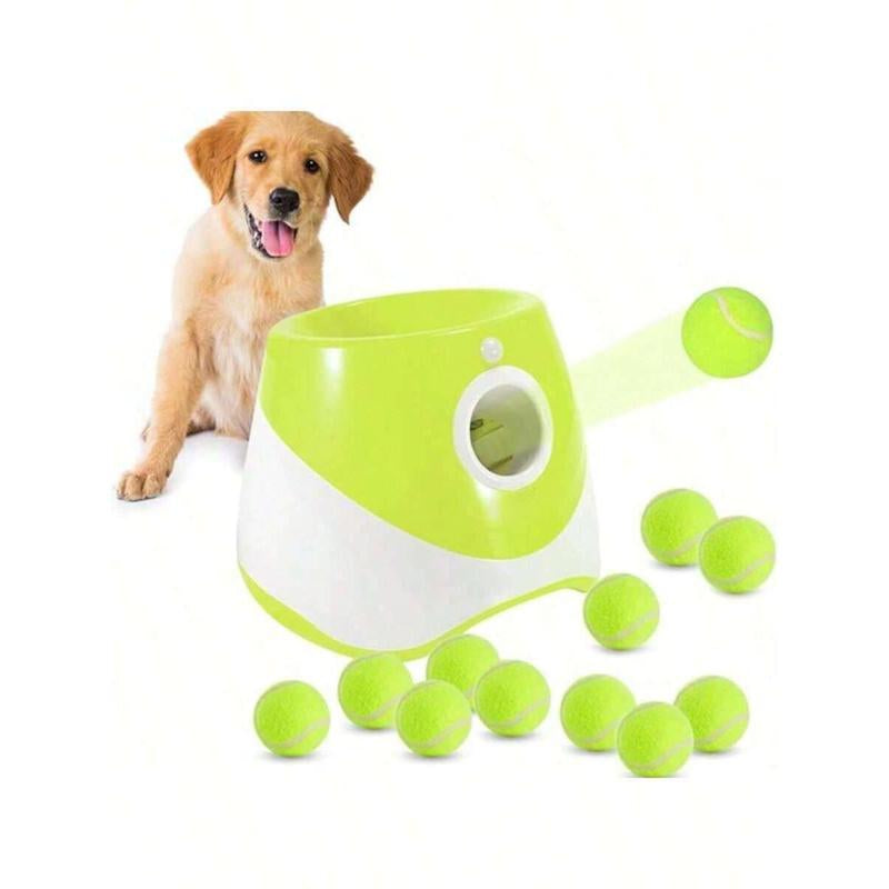 Automatic Dog Ball Launcher with 3 Distance Settings, Includes 3 Mini Tennis Balls (2 Inch), Indoor and Outdoor Interactive Dog Toy, Available in Multiple Colors