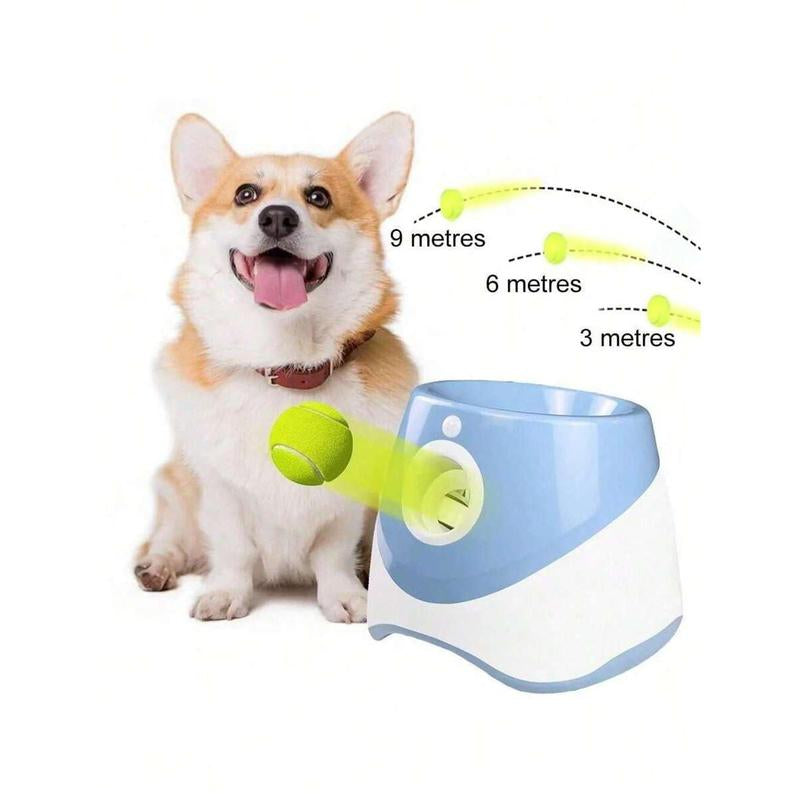 Automatic Dog Ball Launcher with 3 Distance Settings, Includes 3 Mini Tennis Balls (2 Inch), Indoor and Outdoor Interactive Dog Toy, Available in Multiple Colors